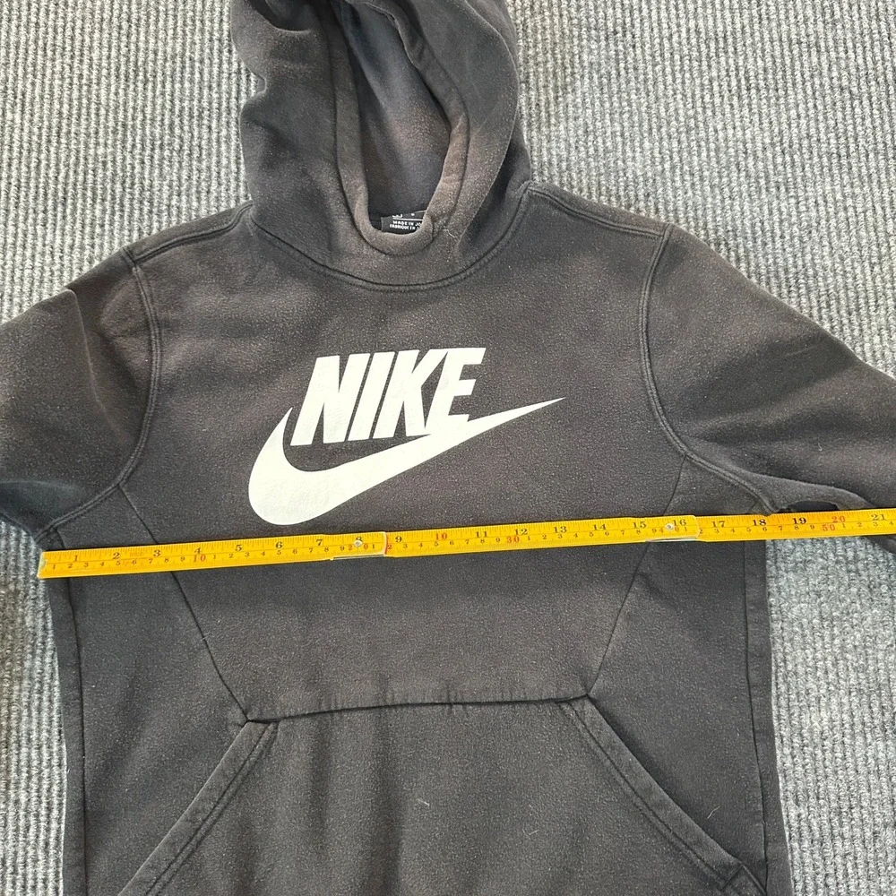 Nike Boys Sportswear Hoodie Size L Black White Swoosh Logo Fleece Pullover